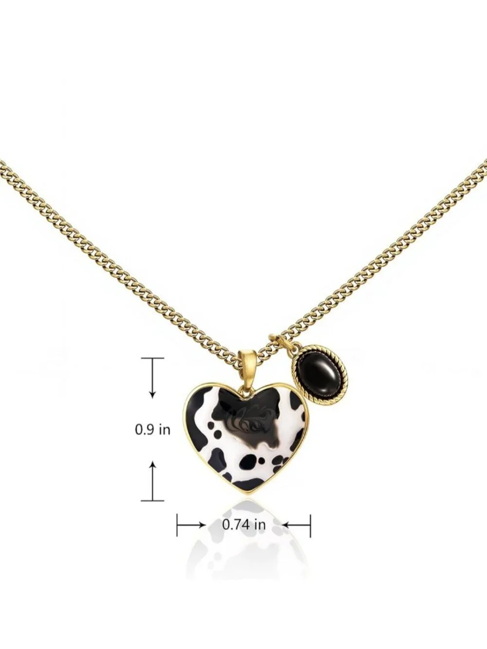 Women's Gold Black Western Gold Plated Wrangler Heart Turquoise Pendant Necklace